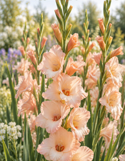 aprikoosinvärinen gladiolus